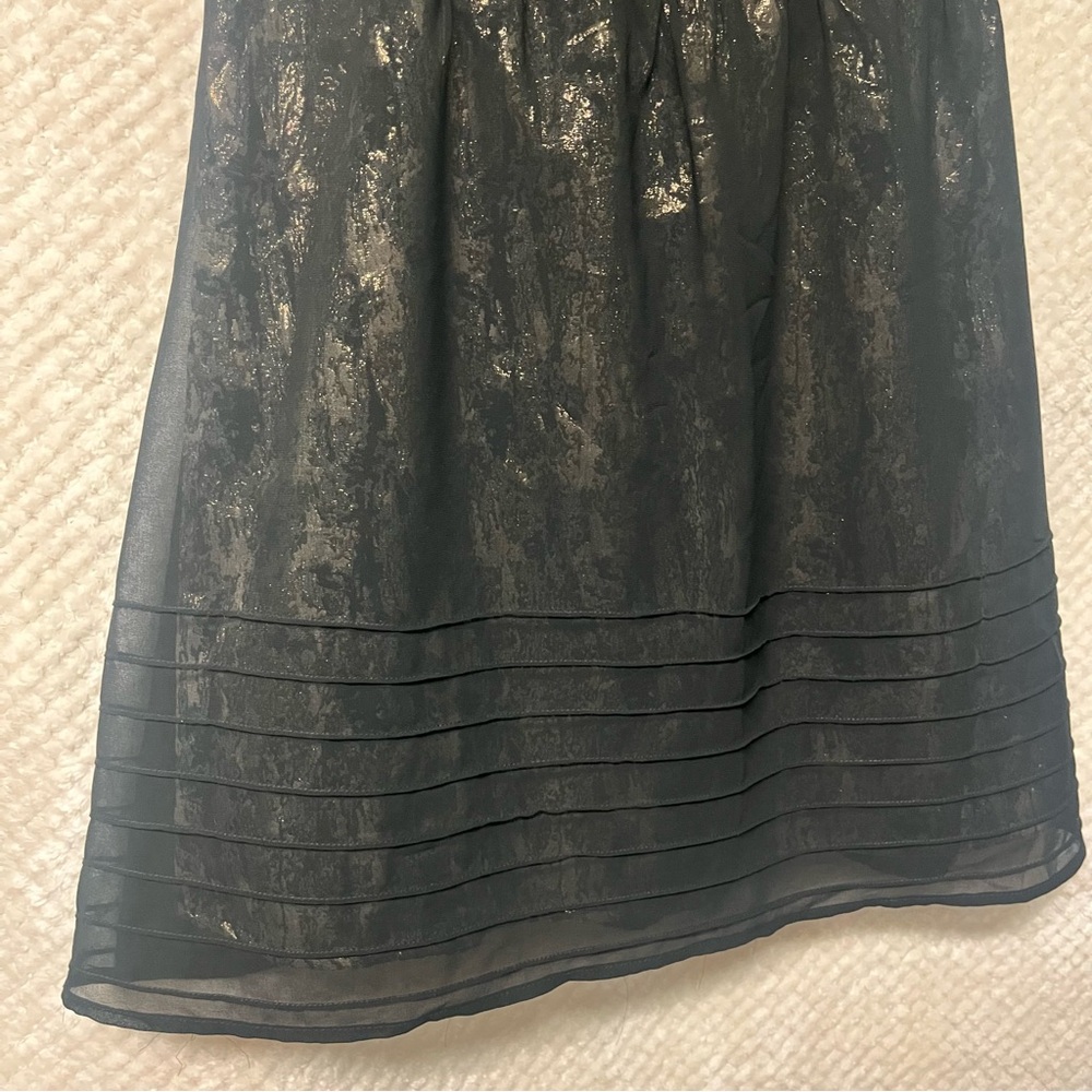 Forever 21 Metallic Black and Gold Dress Sleeveless Fit and Flare Formal Medium - Picture 5 of 12